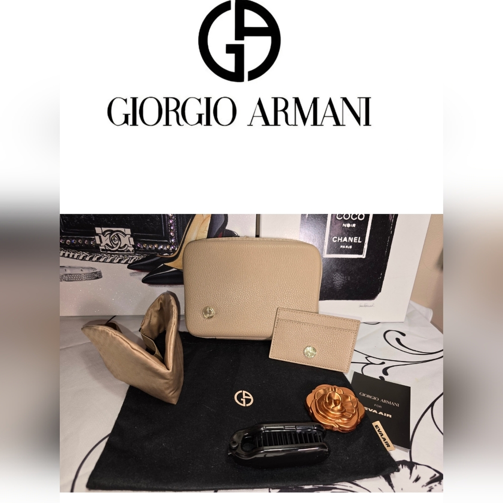 🔥NWT GIORGIO ARMANI HARD TRAVEL CASE IN PEBBLE CHAMPAGNE